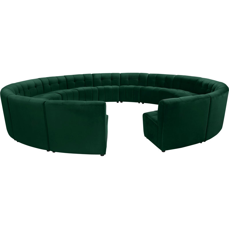 Jedson Velvet Sectional Symmetrical, Green Velvet