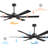 68"/78" Modern 6-Blade Large Indoor LED Ceiling Fan with Remote Control and Light Kit -1039895538-1024795367