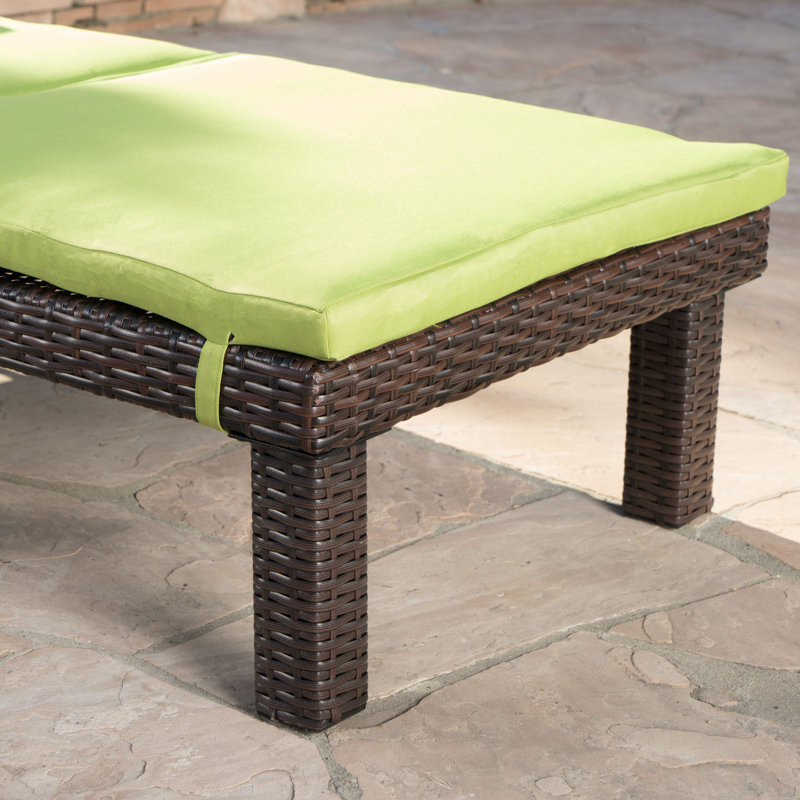 Caston Outdoor Wicker Chaise Lounge Set , Cushion Included, Green