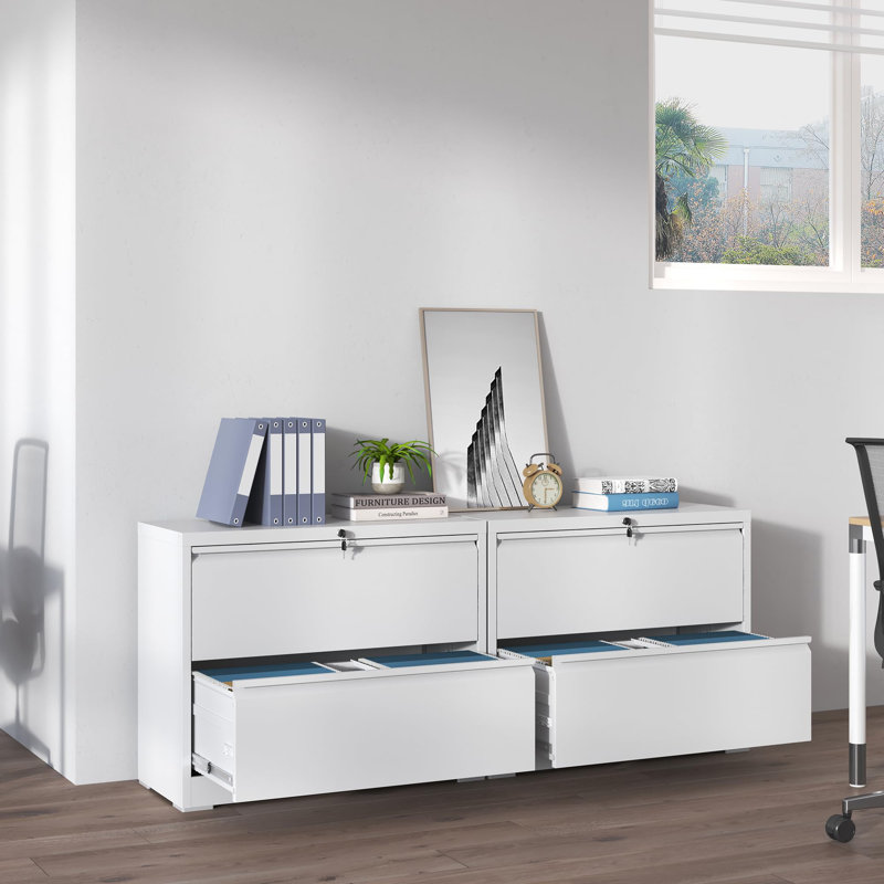 Makeace 35.43"W 2 Drawer Lateral File Cabinet with Lock, Metal Filing Cabinets for Home Office Storage, Letter/Legal/A4,Assembly Required 