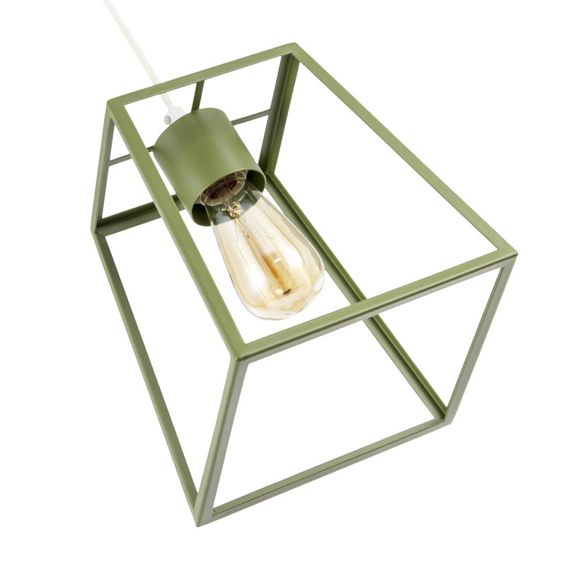 25cm H Metal Square Pendant Shade ( Screw On ), Olive