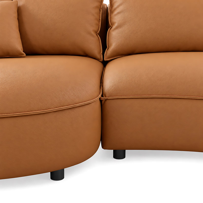 Canapé d'angle incurvé moderne de 328 cm (129 po), canapé trois places en forme de L avec méridienne à gauche, Orange