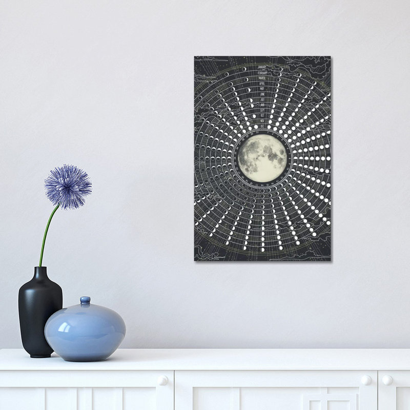 Phases Of The Moon 2017 by Laura Graves - Wrapped Canvas Print, 30.48 cm H x 45.72 cm W
