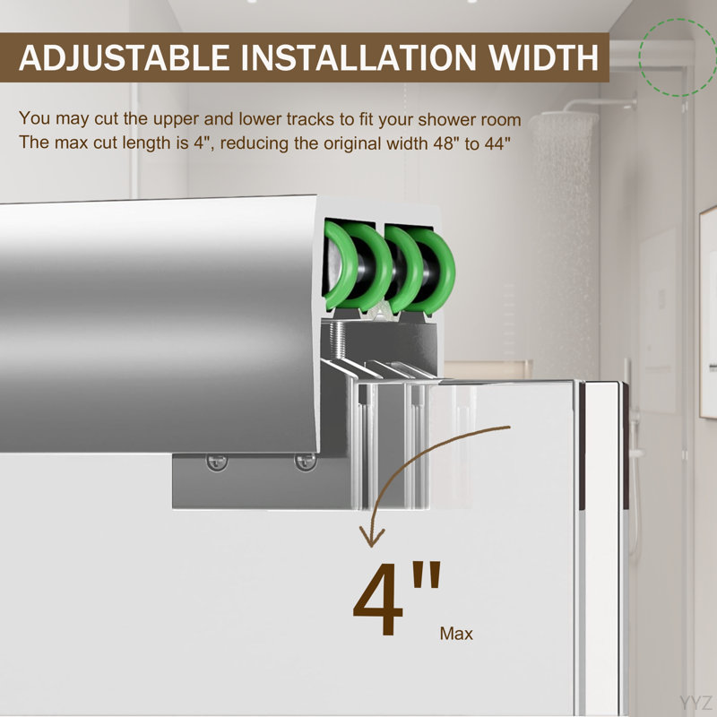 44-48 In. W X 72 In. H Double Sliding Shower Door, Semi-Frameless Bypass Bathroom Sliding Door With 1/4" (6Mm) Tempered Glass For Walk-In Shower