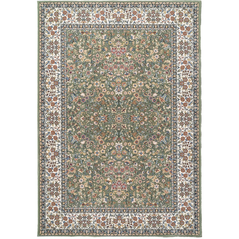 Tapis vert / ivoire Attell, Rectangle 3 pi 11 po x 5 pi 7 po