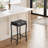 Set of 4 Counter Height Bar Stools - Modern Saddle Stools with Thick Faux Leather Seat, Sturdy Metal Frame & Footrest for Kitchen Island, Dining Room, Black-271610169-271610175