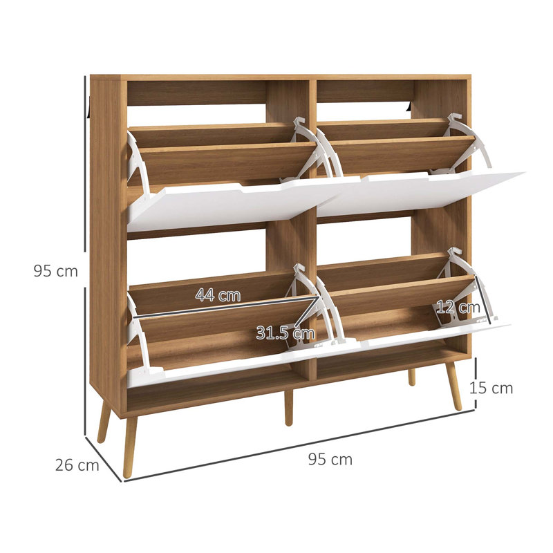 16 Pair Flip Down Shoe Storage, White/Brown