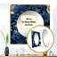 Nightfall - Motif floral bleu foncé et blanc - Miroir floral carré pour décoration murale-100991930