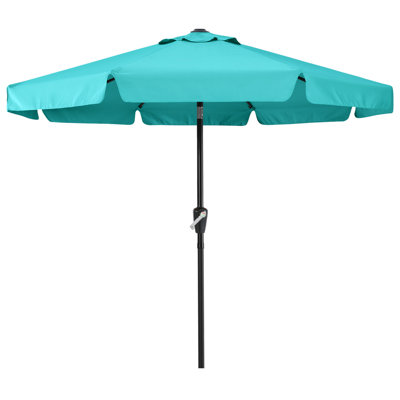 Holmquist Market Umbrella with Scalloped Valance, Tilt and Crank Lift