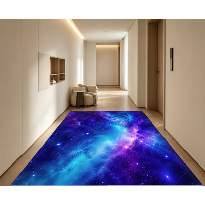 Galaxy Nebula Area Rug, Cosmic Space Starry Night Pattern, Artistic Design, Machine Washable Non-Slip Floor Carpet, Modern Indoor Home Decor for Living Room, Bedroom, Gaming, Studio, Apartment