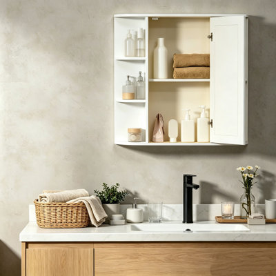 660 Wall Mounted Mirrored Bathroom Cabinets 2 Shelves with Mirror
