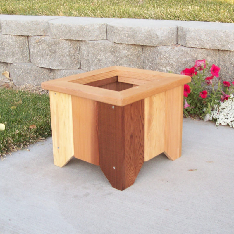 Cabool Handmade Wood Planter Box, 13" H x 16" W x 15" D, Cedar Stain