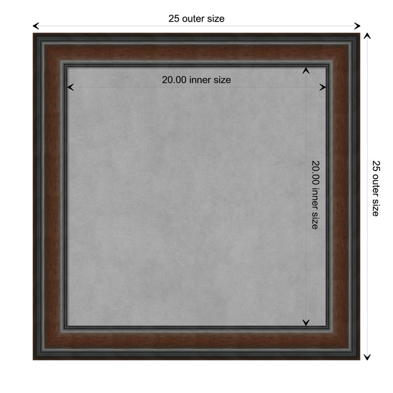 Tableau d'organisation magnétique encadré noyer de Chypre, H 25 po x l 25 po