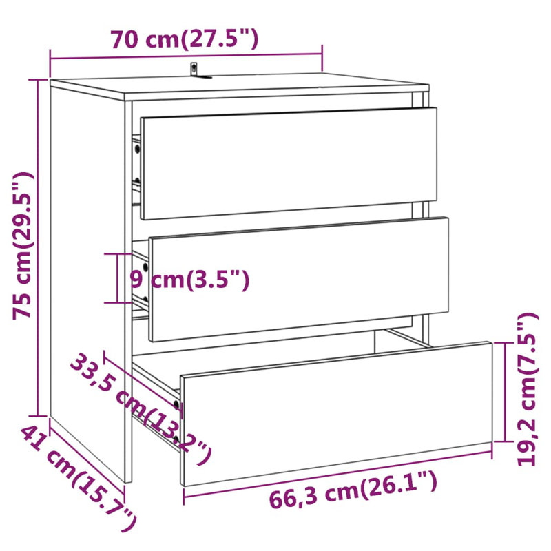 Gibelly 70cm Sideboard, Smoked