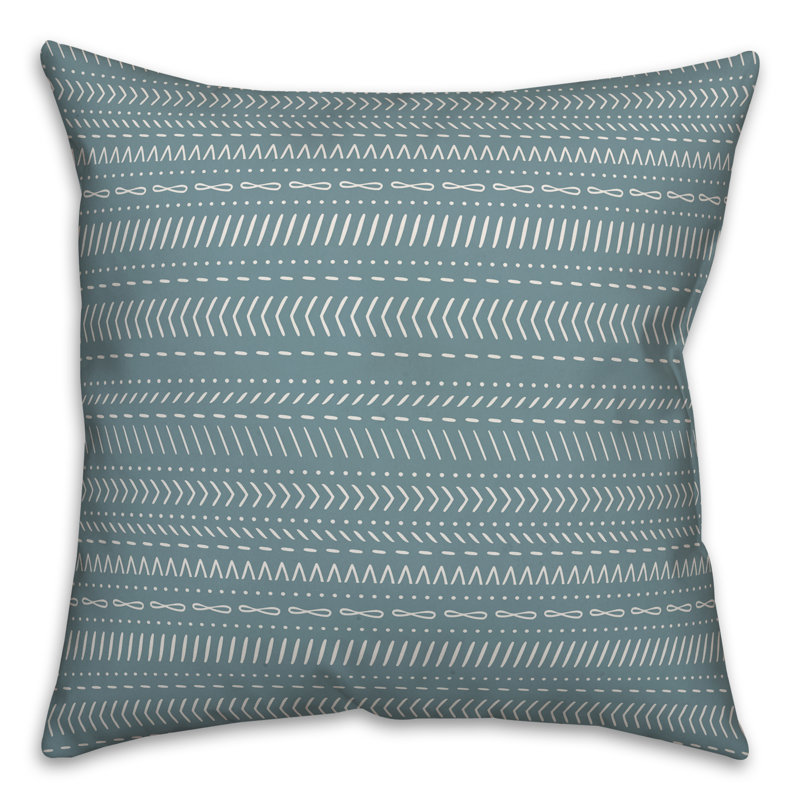 Chevron Throw Pillow, 16" x 16", Blue Geometric 2