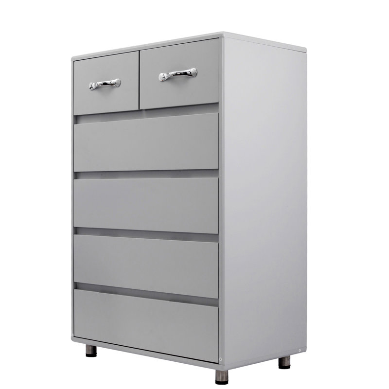 Commode décorative 6 tiroirs, Gris