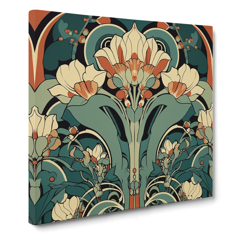 Floral Art Deco No.3 - Wrapped Canvas