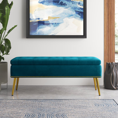Banc de rangement rembourré en velours Kajana
