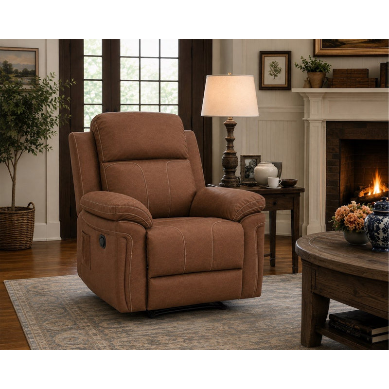 Onyx Carmel Fabric Manual Message Recliner Chair, Carmel