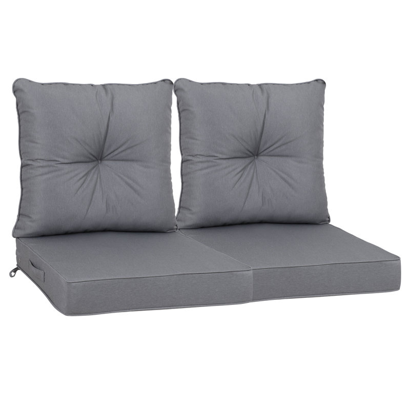 Grey Waterproof Deep Seat Patio Cushions with High-Density Foam and PE Backing