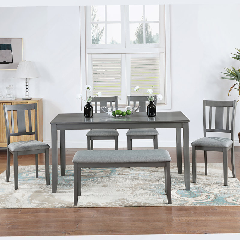 6-Piece Dining Table Set, Gray, Gray