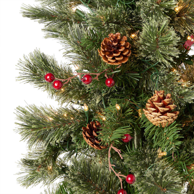 Home Heritage 9 Foot Pre-Lit Artificial Stanley Pencil Christmas Tree With Stand, 5', Multi