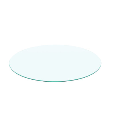 Round Tempered Glass Table Top, 1/4" Inch Thick, Corrosion & Impact , Glossy Polished Edge Clear Brilliance, Radiant Deck