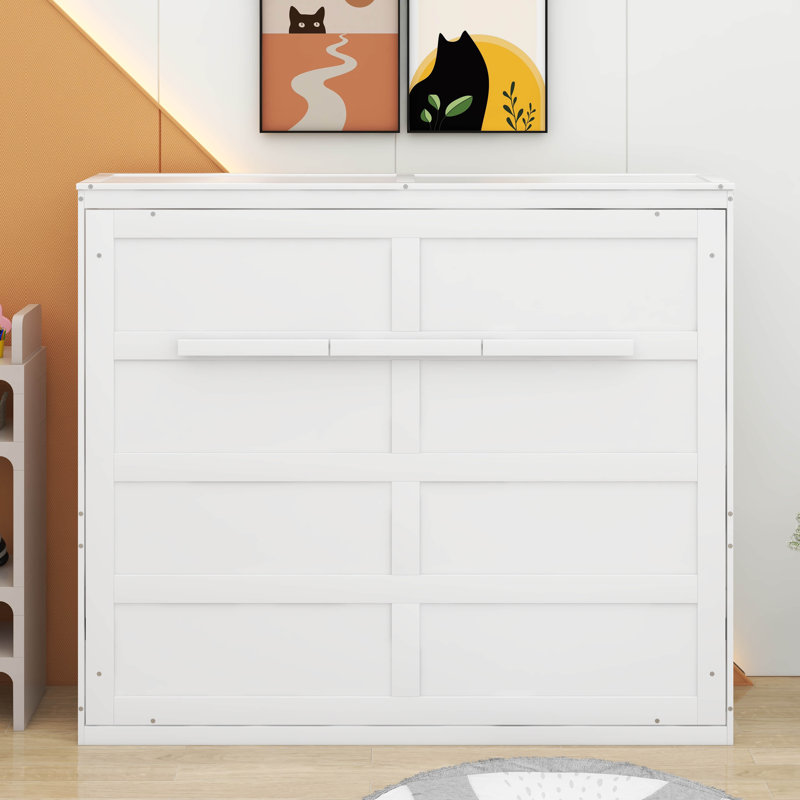 Lit escamotable double pleine grandeur, Double, Blanc