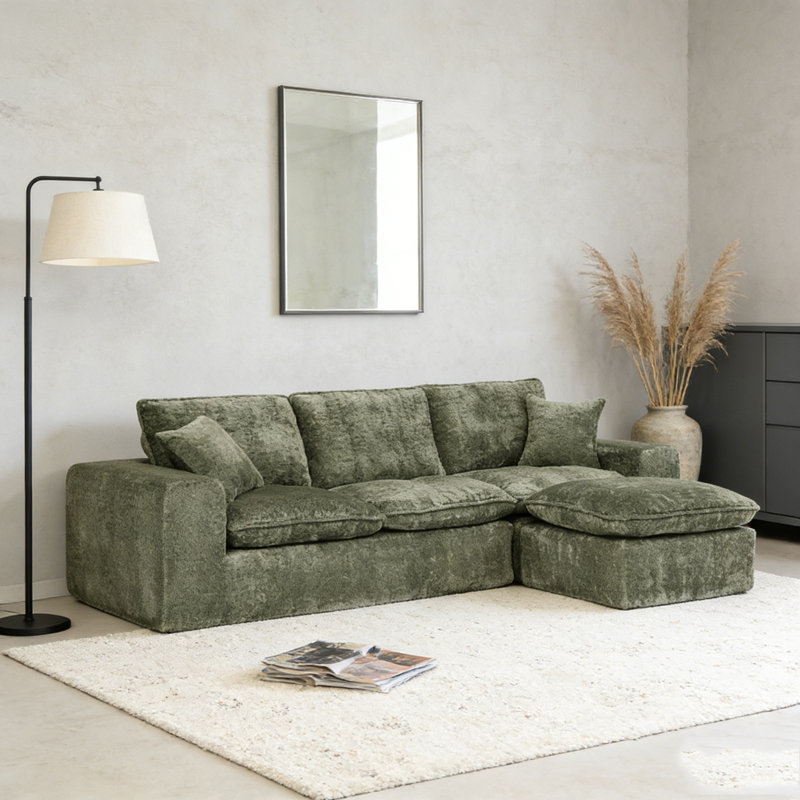 Canapé modulaire en L 107 po, 4, Vert