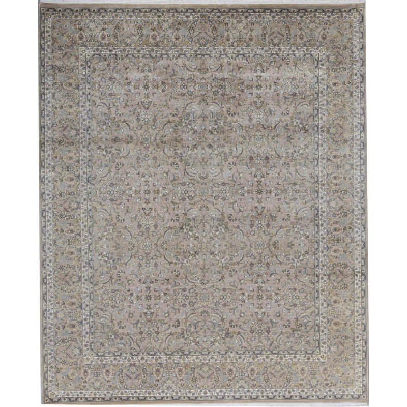 Tapis chameau et crème noué à la main de haute qualité