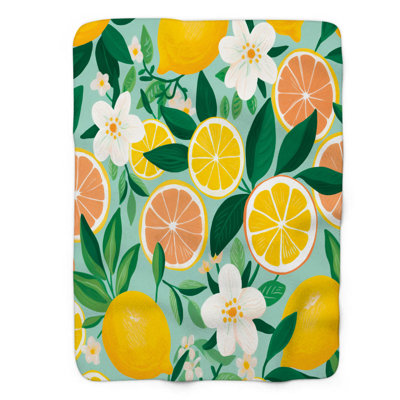 Vibrant Citrus Art - 1 pièce Sherpa Premium