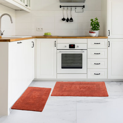 Ensemble de tapis de salle de bain en coton 2 pièces Lavish Home - Tapis de salle de bain lavable à la machine