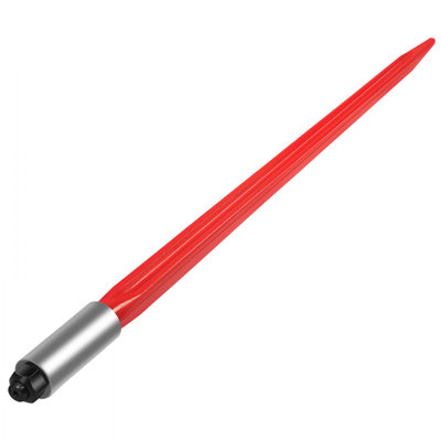 Lance à balles Hay Spear, capacité de 1 350 lb, fourches à balles carrées à attache rapide à attache rapide de 1,4 po de largeur, fourche enrobée avec écrou hexagonal et manchon pour chargeuses