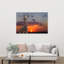 Two Giraffes Sunset Sky Dramatic Peaceful Romantic Giraffe Landscape Nature Wall Art Print 1 Piece Wrapped Canvas Wall Art-1374741468