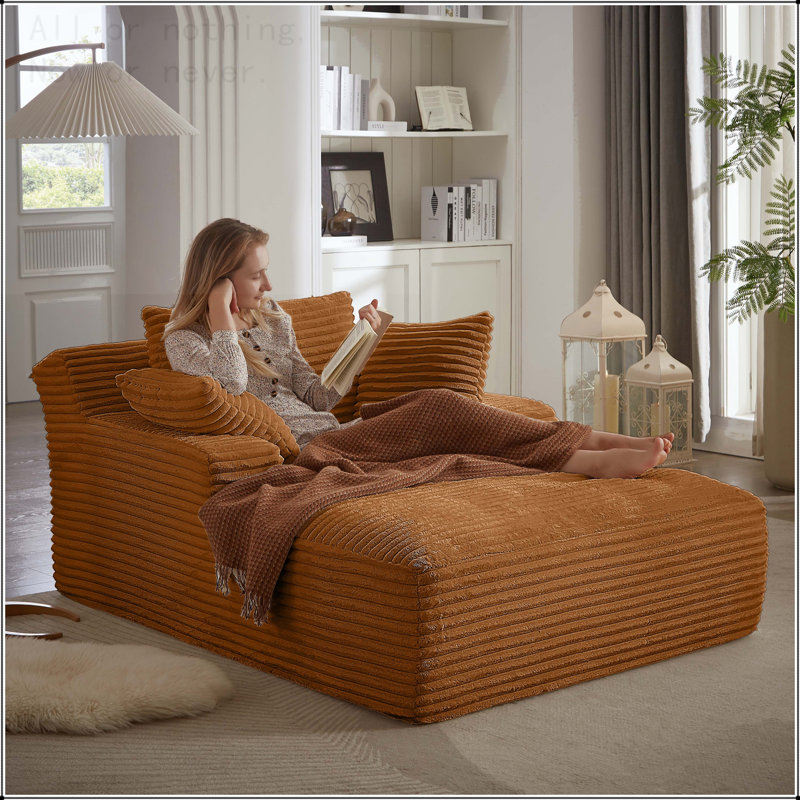 Méridienne surdimensionnée en velours côtelé pour l'intérieur, Orange