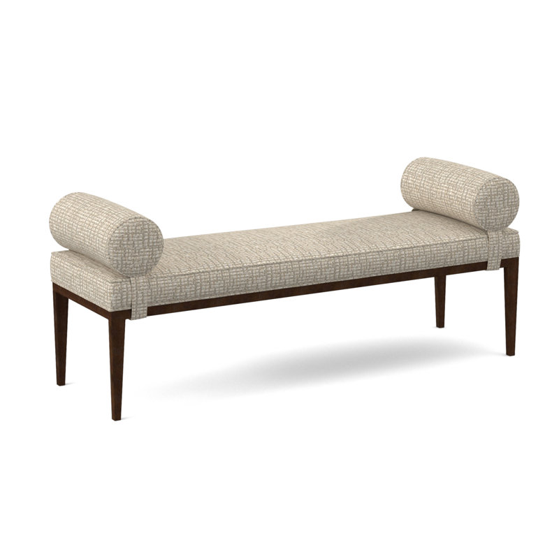 Brooklyn Upholstered Bench, American Walnut, Stepping Stones Ivory Viscose
