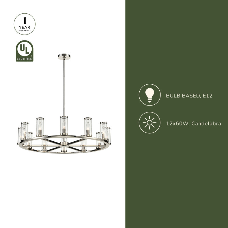 Revolve 12 - Light Chandelier, Polished Nickel