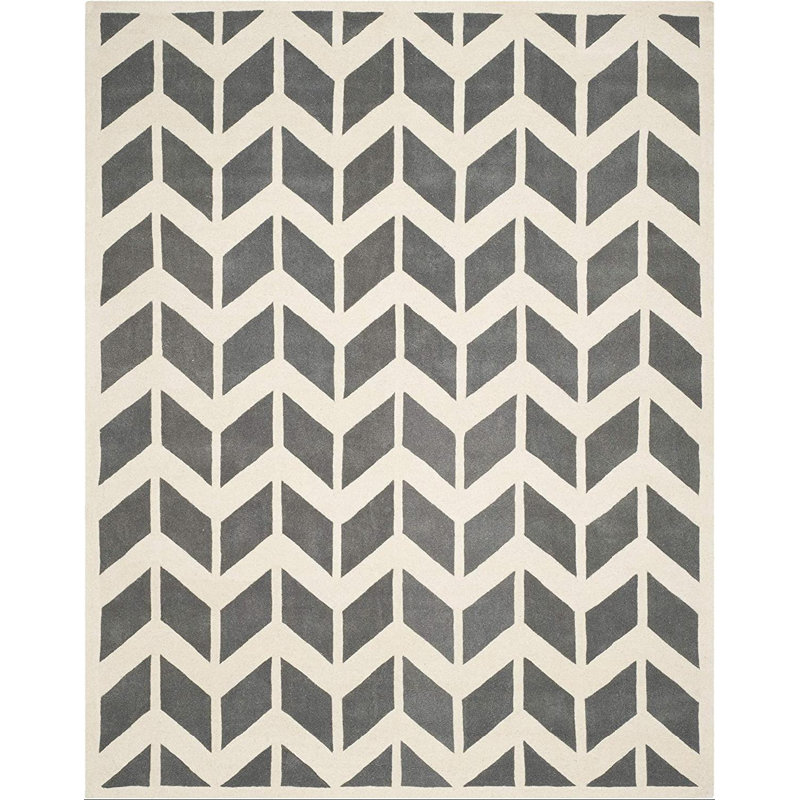 Diren Hand Tufted Wool Chevron Rug, Rectangle 6' x 9'