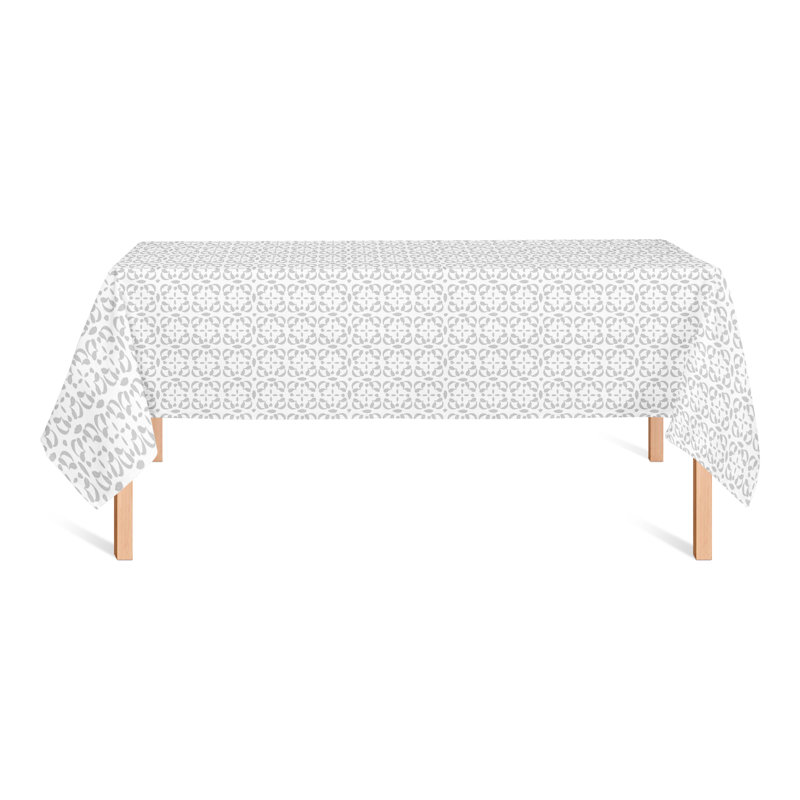 Tile Pattern Navy 3 Tablecloth, Gray