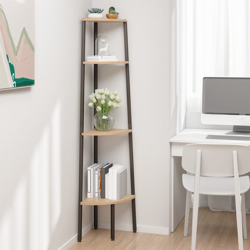 Cassopolis 150cm H x 45.5cm W Corner Bookcase, Oak/Black