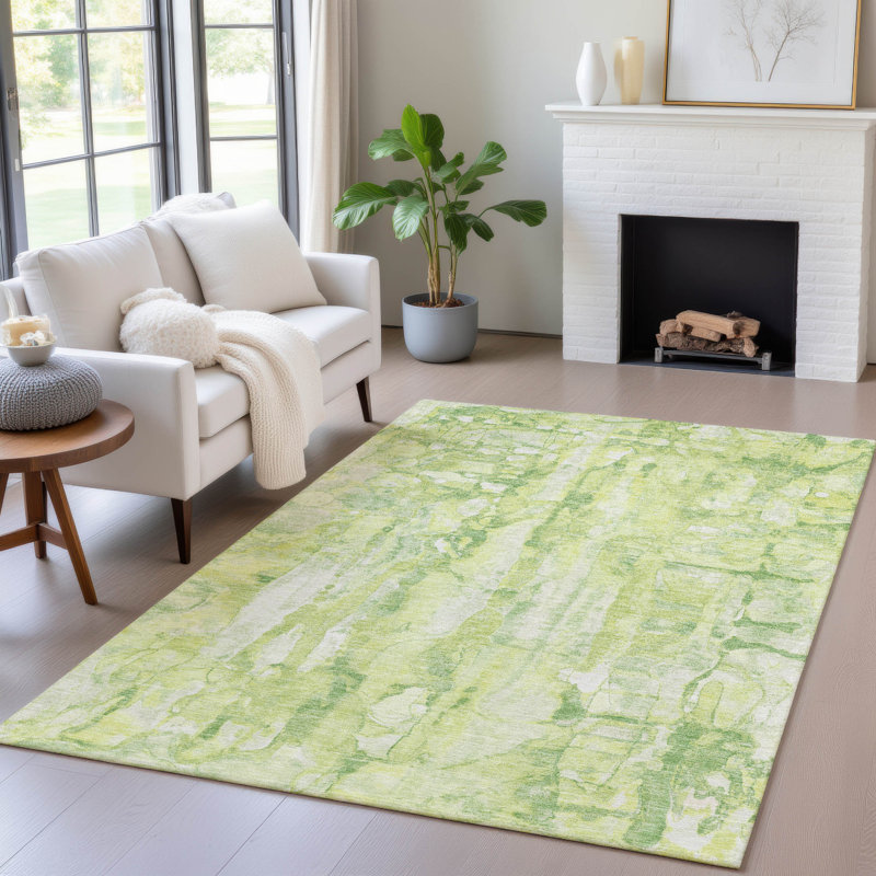 Tapis intérieur / extérieur lavable à la machine Xhevrie, Rectangle 10 pi x 14 pi