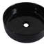 Lavabo de salle de bain rond en céramique avec lavabo pour salle de bain, fond noir avec motifs blancs (UNOR B)-122773302