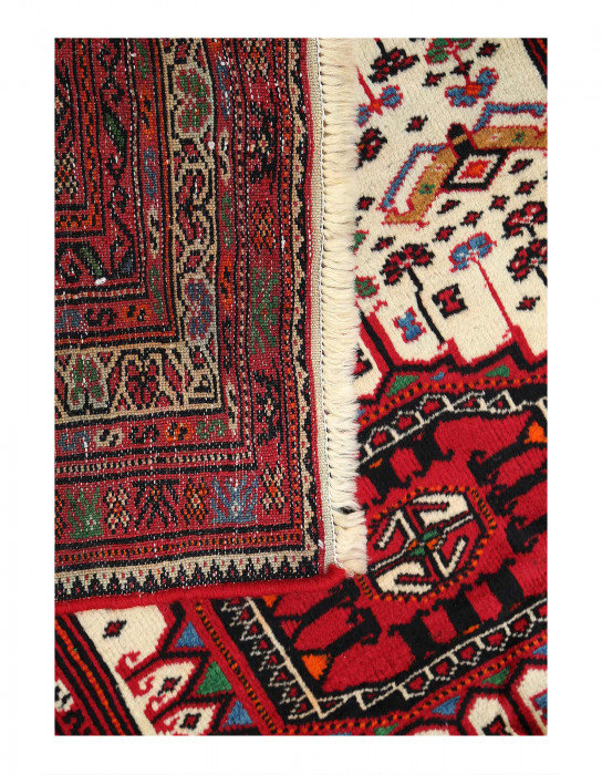 One-of-a-Kind 3'6"x12'10" Area Rug in Beige/Red/Navy Blue