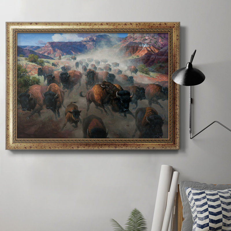 «Thunder In The Palo Duro», toile encadrée de qualité supérieure - prête à être accrochée