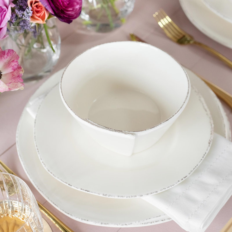 Lastra Handmade Stoneware Salad/Dessert Plate, Linen