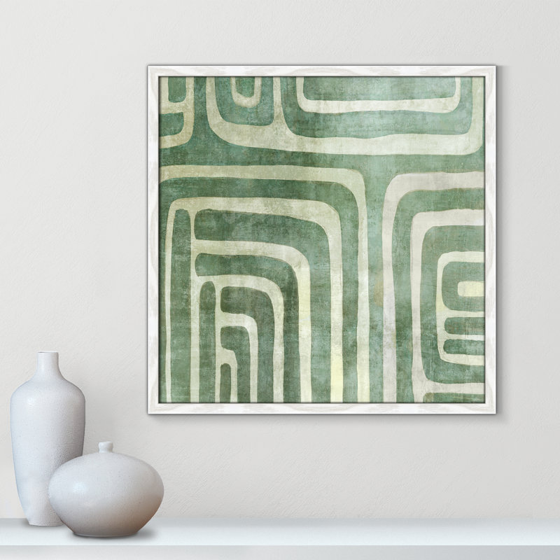 «Whimsical Green II» par Emma Peal, Papier avec cadre unique blanc, Pas de tapis, 23.5" H x 23.5" W x 0.75" D