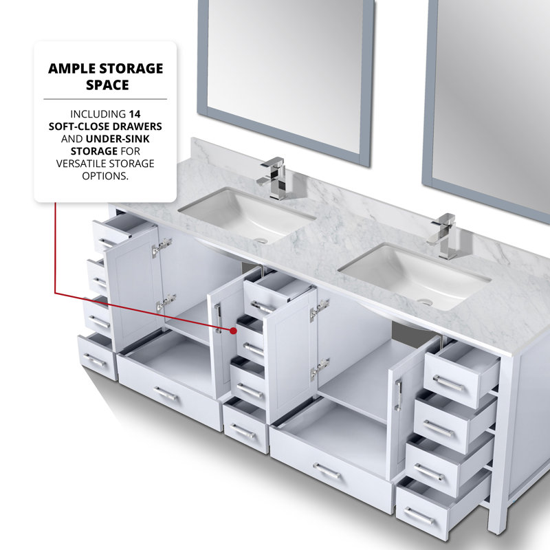 Jacques 84" White Double Freestanding Vanity Cabinet