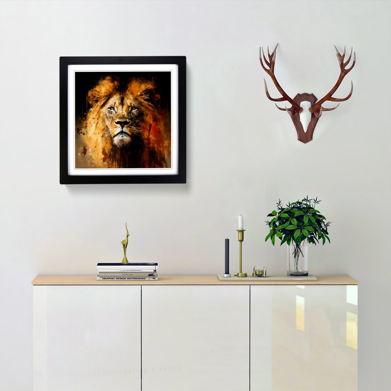 Lion Expressionism - Framed Print, Black