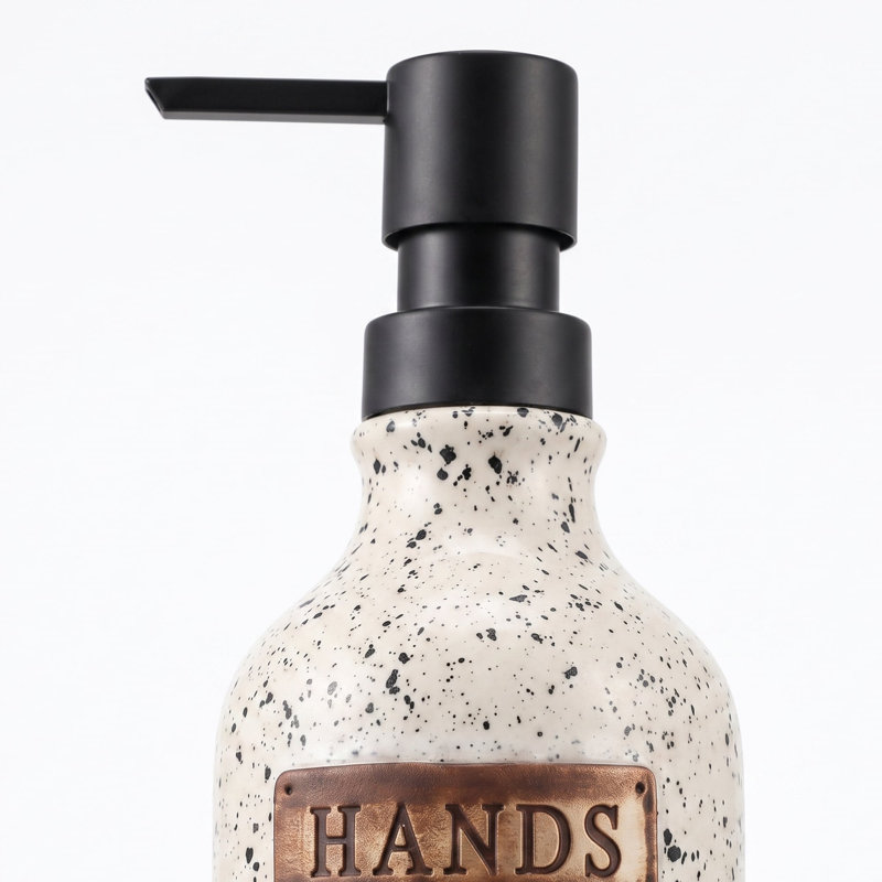 Distributeur de savon et lotion en céramique pour les mains, flacon pompe moucheté style ferme pour salle de bain et lavabo de cuisine