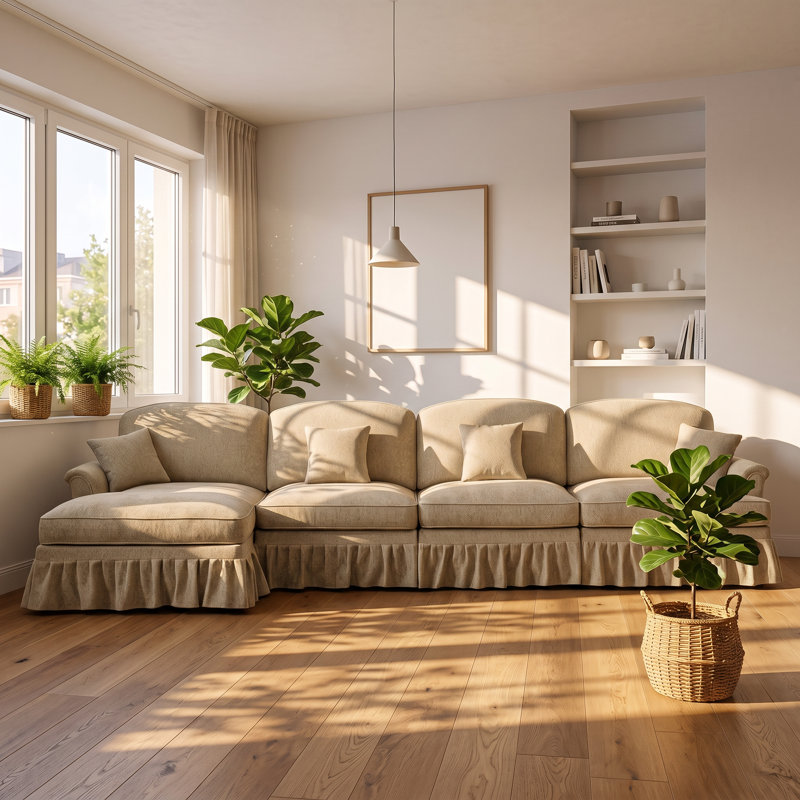 Canapé modulaire en chenille 4 places l 137,8 po x P 55,1 po x H 36,6 po Urban Ins, Chenille beige, Left Hand Facing